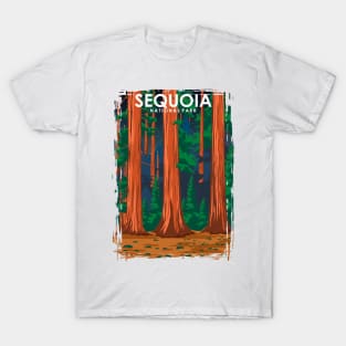 Sequoia National Park Vintage Minimal Travel Poster at Night T-Shirt
